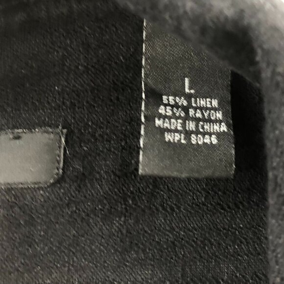 Alfani Mens Shirt Large Short Sleeve Linen Blend Button Up Casual Black Classic - Picture 5 of 8